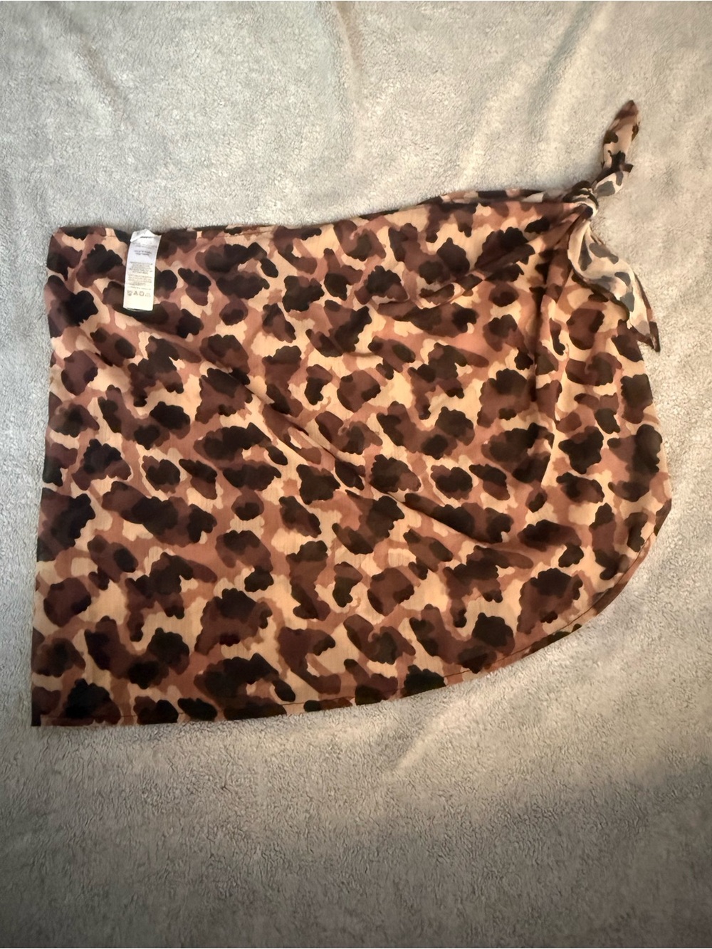 Leopard Print Tie Sarong Swim Cover-Up in Brown